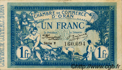 1 Franc FRANCE Regionalismus und verschiedenen Oran 1915 JP.141.08 SS to VZ