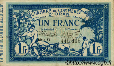 1 Franc FRANCE Regionalismus und verschiedenen Oran 1915 JP.141.20 SS to VZ