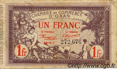 1 Franc FRANCE regionalism and miscellaneous Oran 1920 JP.141.23 F