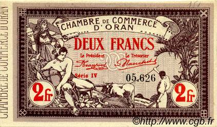 2 Francs FRANCE regionalism and various Oran 1920 JP.141.24 AU+