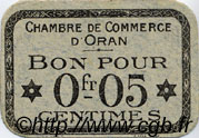 5 Centimes FRANCE regionalism and miscellaneous Oran 1916 JP.141.44 AU+