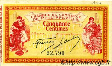 50 Centimes FRANCE regionalismo e varie Philippeville 1914 JP.142.01 BB to SPL