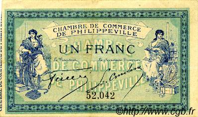1 Franc FRANCE regionalismo y varios Philippeville 1914 JP.142.02 MBC a EBC