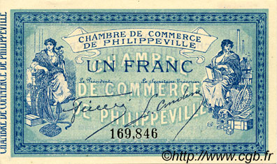 1 Franc FRANCE Regionalismus und verschiedenen Philippeville 1914 JP.142.04 fST to ST