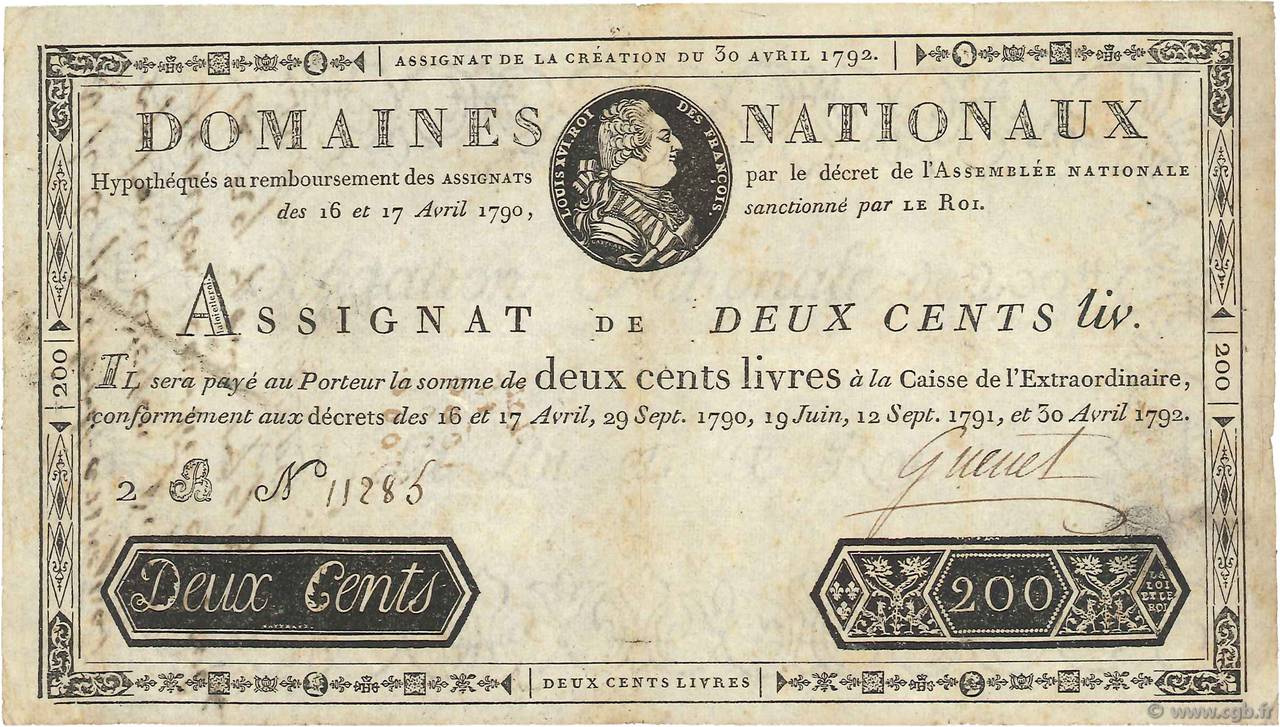 200 Livres FRANCE  1792 Ass.29a TTB+