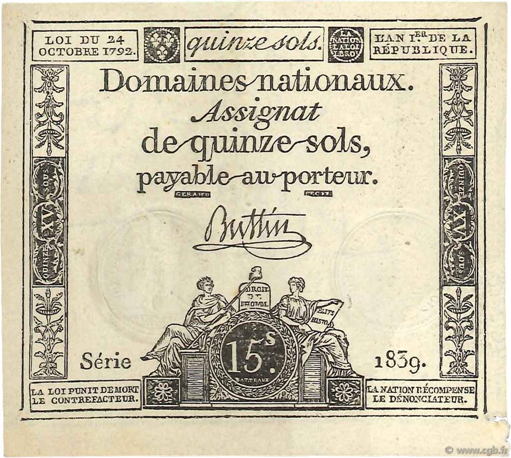 15 Sols FRANCE  1792 Ass.35a NEUF
