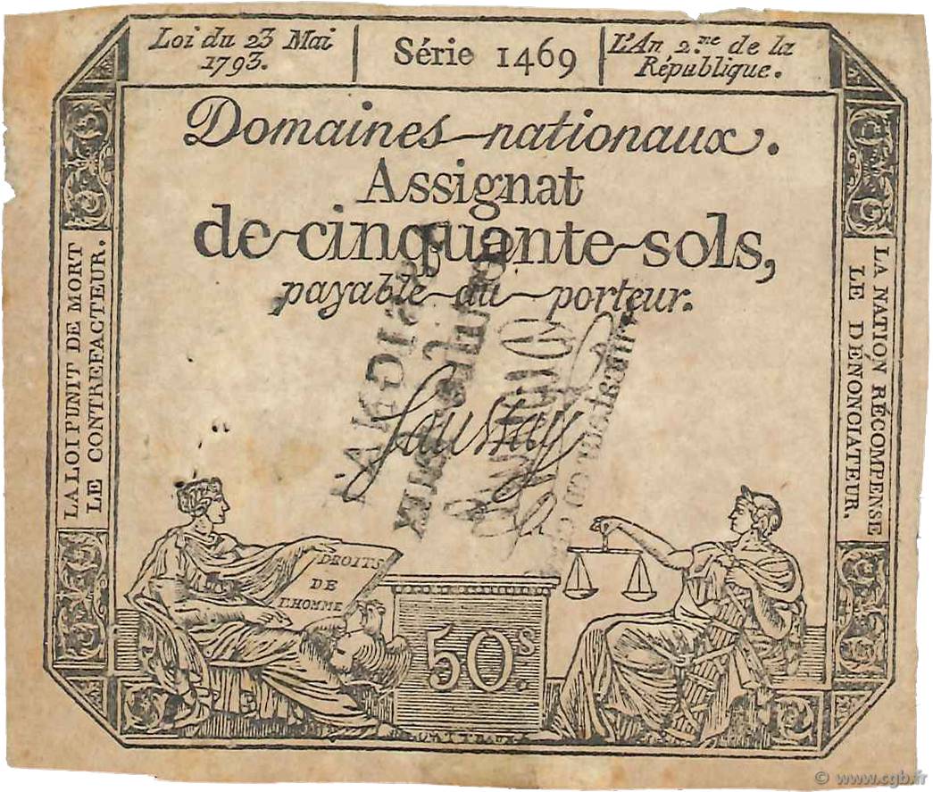 50 Sols Faux FRANCIA  1793 Ass.42g q.BB