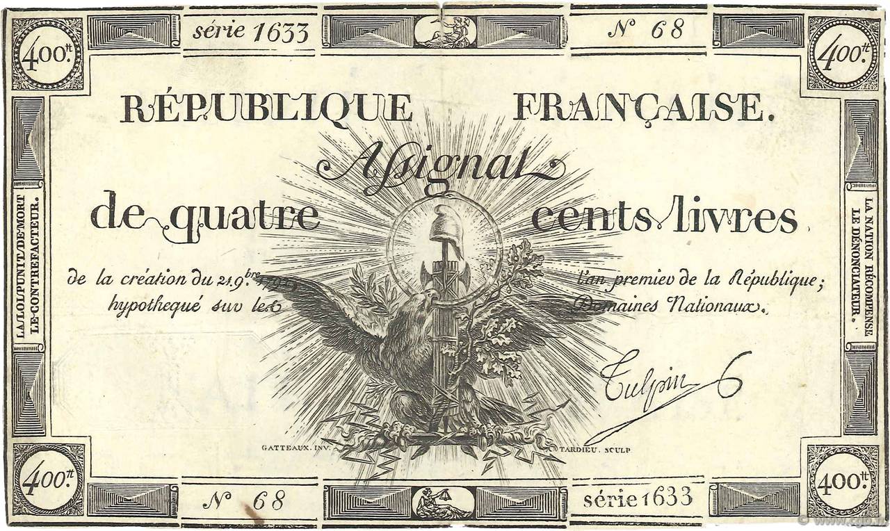 400 Livres Faux FRANCE  1792 Ass.38d TTB