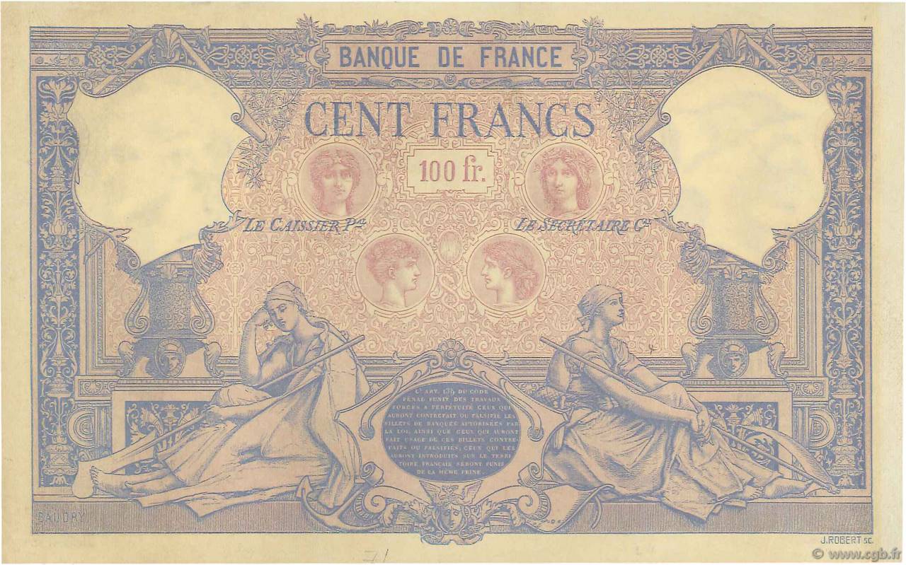 100 Francs BLEU ET ROSE Épreuve FRANCE  1888 F.21.00Ec1 pr.NEUF