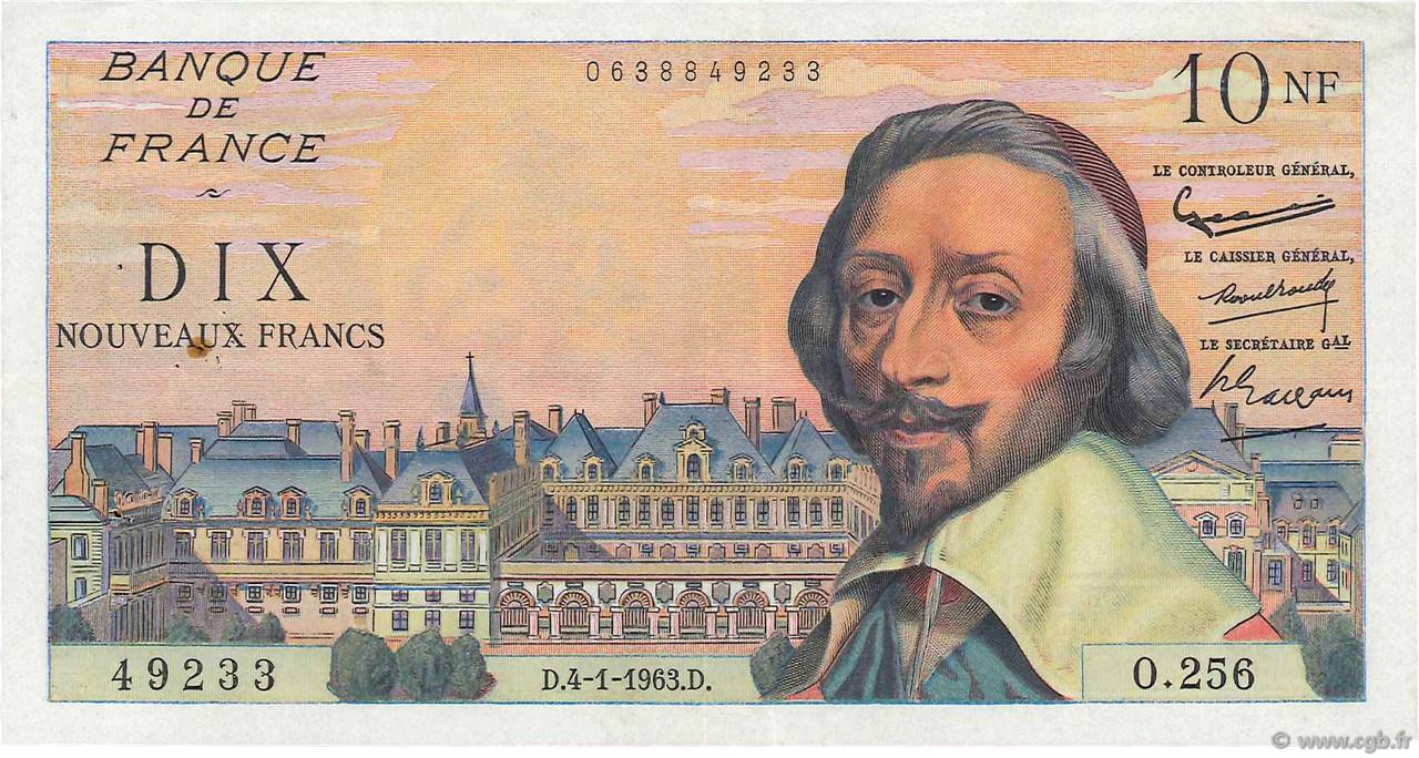 10 Nouveaux Francs RICHELIEU FRANCE  1963 F.57.22 TTB