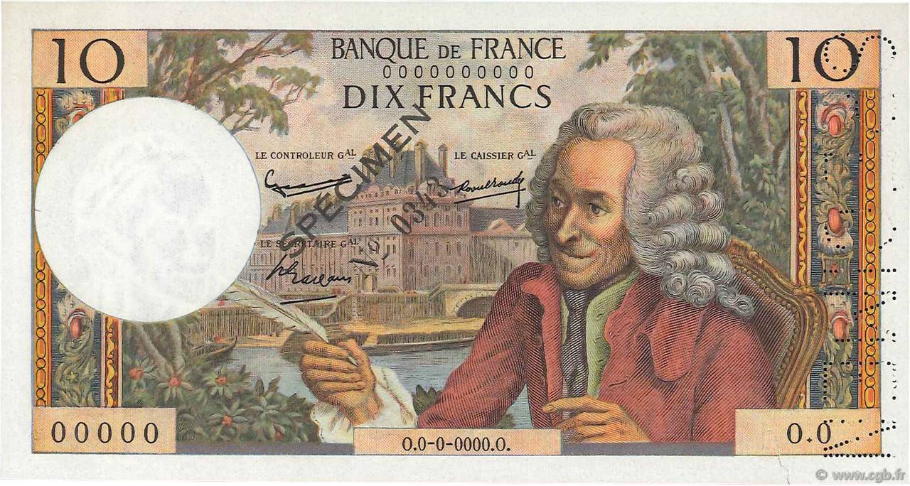 10 Francs VOLTAIRE Spécimen FRANCE  1963 F.62.01Spn NEUF