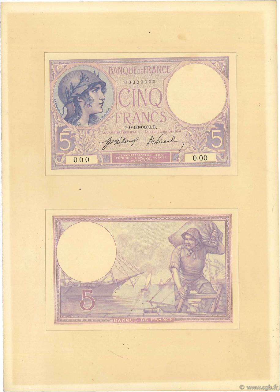 5 Francs FEMME CASQUÉE Épreuve FRANCE  1917 F.03.00Ec SPL