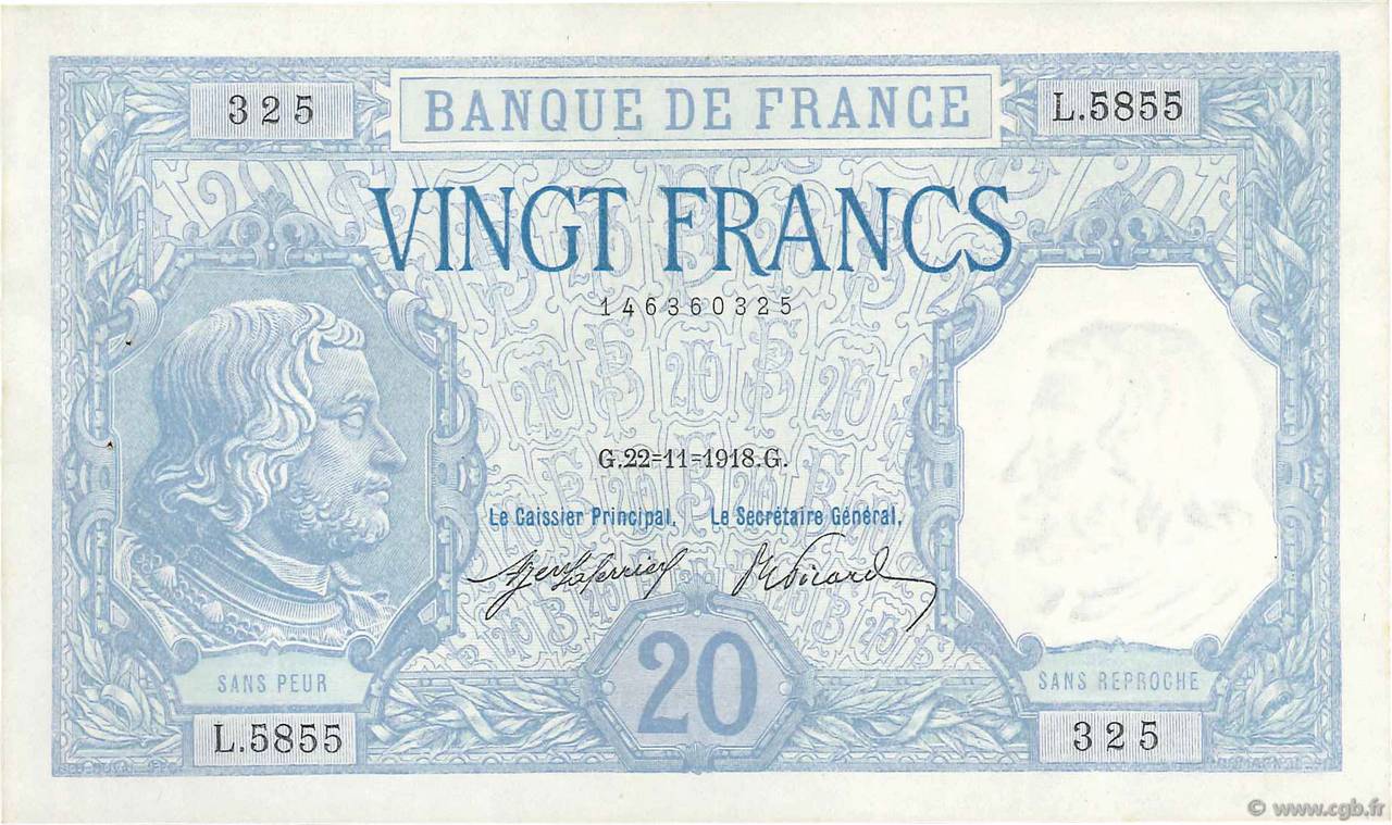 20 Francs BAYARD FRANCIA  1918 F.11.03 SPL+