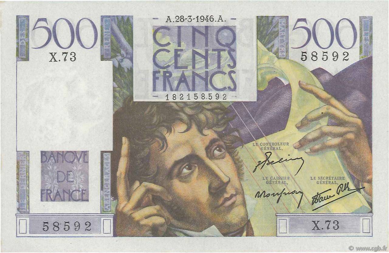 500 Francs CHATEAUBRIAND FRANKREICH  1946 F.34.05 fST+