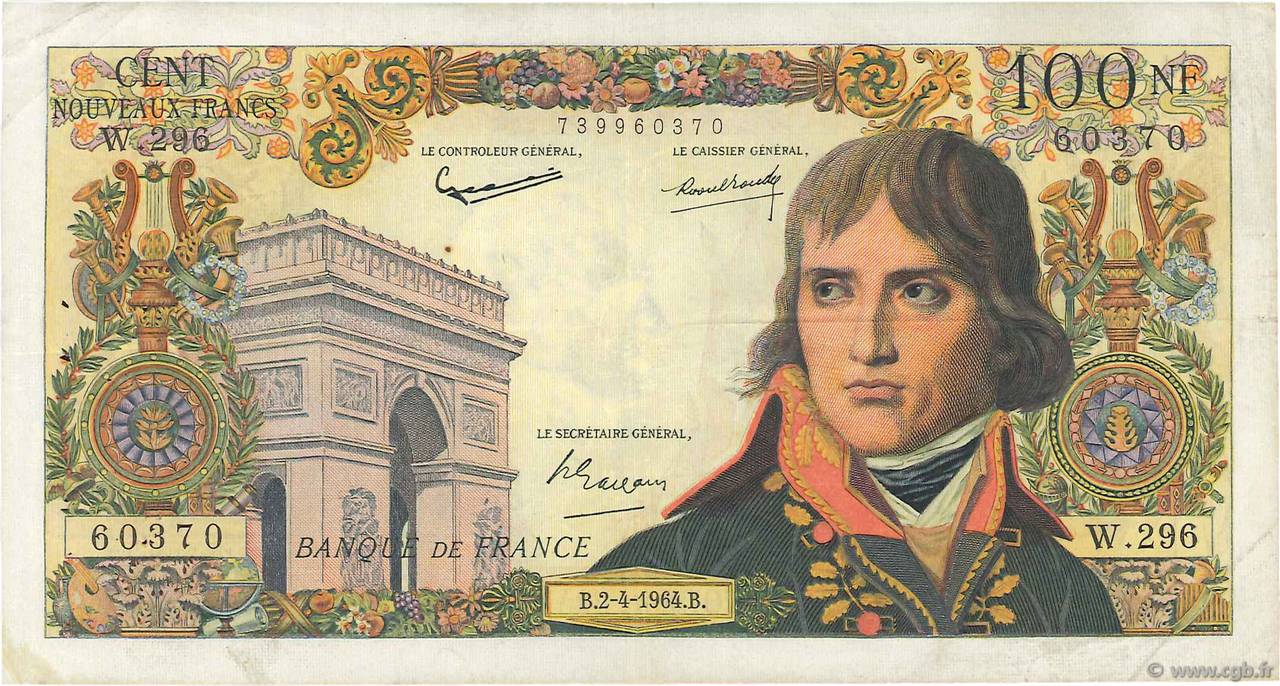 100 Nouveaux Francs BONAPARTE FRANCE  1964 F.59.26 F - VF
