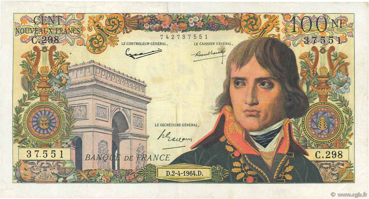 100 Nouveaux Francs BONAPARTE FRANCE  1964 F.59.26 VF