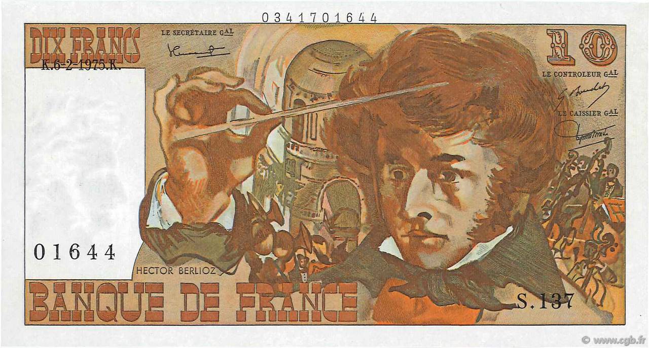 10 Francs BERLIOZ Fauté FRANCE  1975 F.63.08 pr.NEUF
