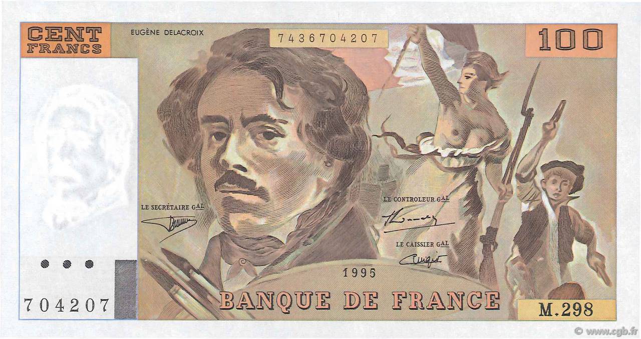 100 Francs DELACROIX 442-1 & 442-2 FRANCE  1995 F.69ter.02d NEUF