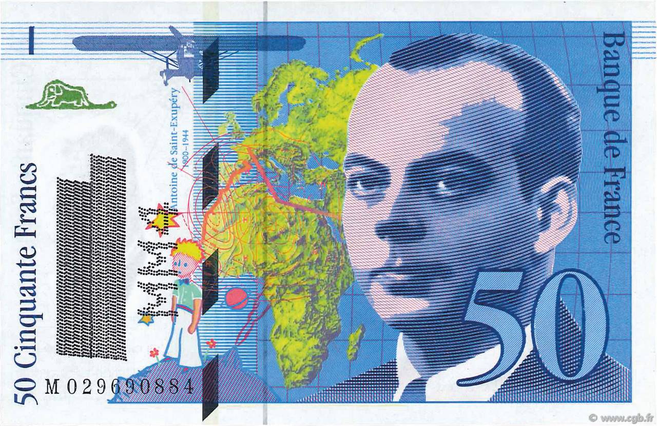 50 Francs SAINT-EXUPÉRY modifié Barre Fauté FRANCE  1996 F.73f7.02 pr.NEUF