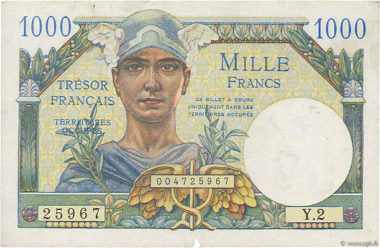 1000 Francs TRÉSOR FRANÇAIS FRANCE  1947 VF.33.02 SUP