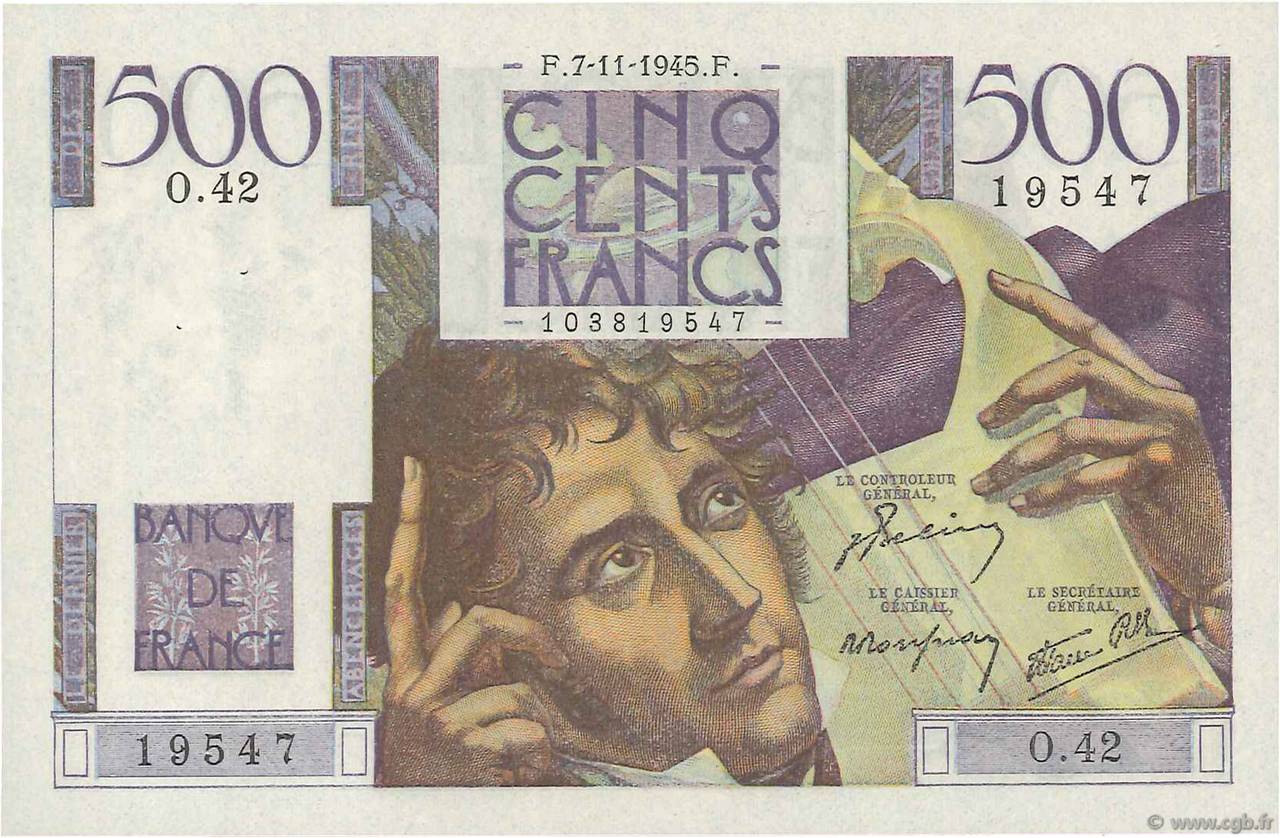 500 Francs CHATEAUBRIAND FRANCIA  1945 F.34.03 AU
