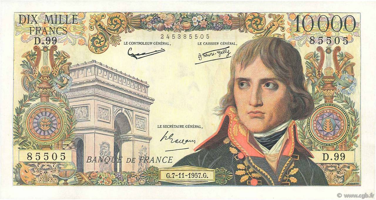 10000 Francs BONAPARTE FRANCIA  1957 F.51.10 SPL+