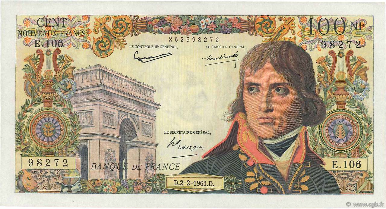 100 Nouveaux Francs BONAPARTE FRANKREICH  1961 F.59.10 fST