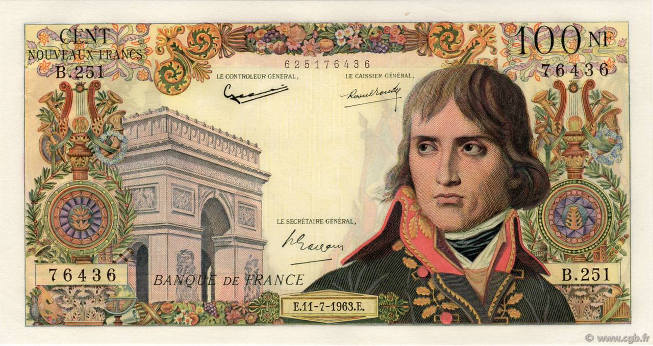 100 Nouveaux Francs BONAPARTE FRANCE  1963 F.59.22 XF+