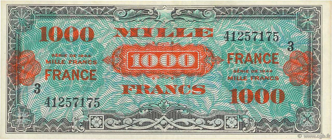 1000 Francs FRANCE FRANCE  1945 VF.27.03 UNC