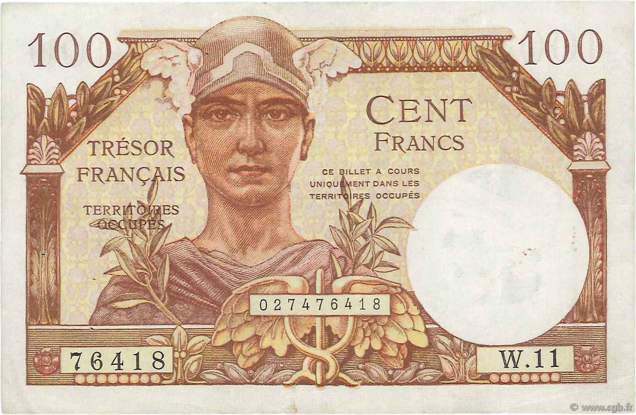 100 Francs TRÉSOR FRANÇAIS FRANCIA  1947 VF.32.05 MBC