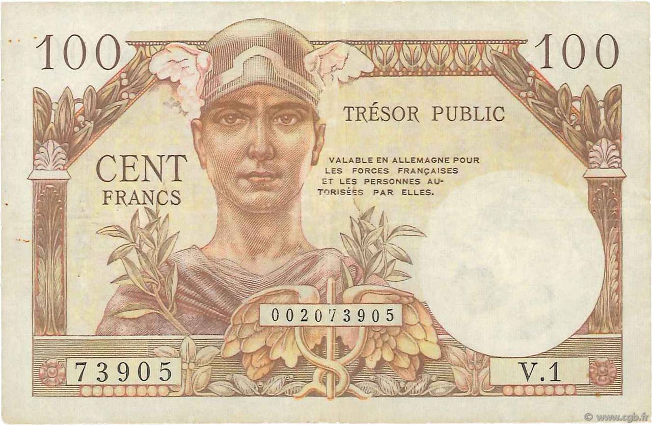 100 Francs TRÉSOR PUBLIC FRANCIA  1955 VF.34.01 MBC