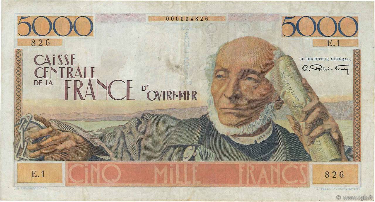 5000 Francs Schoelcher AFRIQUE ÉQUATORIALE FRANÇAISE  1946 P.27 VF+