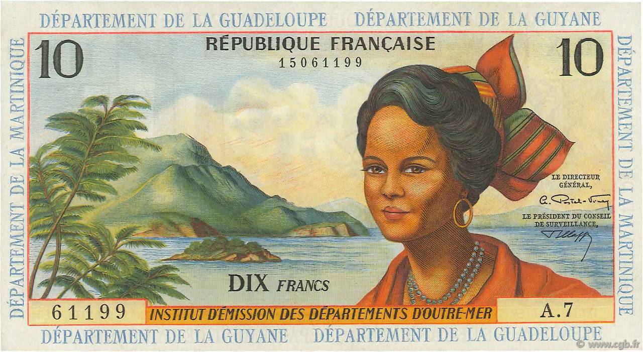 10 Francs ANTILLES FRANÇAISES  1964 P.08b SUP