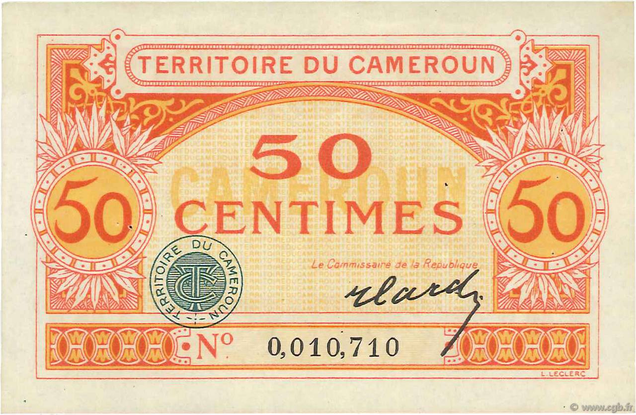 50 Centimes CAMERúN  1922 P.04 EBC
