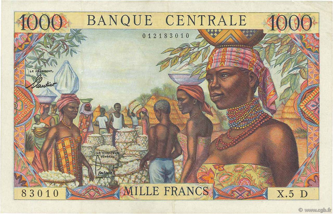 1000 Francs EQUATORIAL AFRICAN STATES (FRENCH)  1963 P.05d q.SPL
