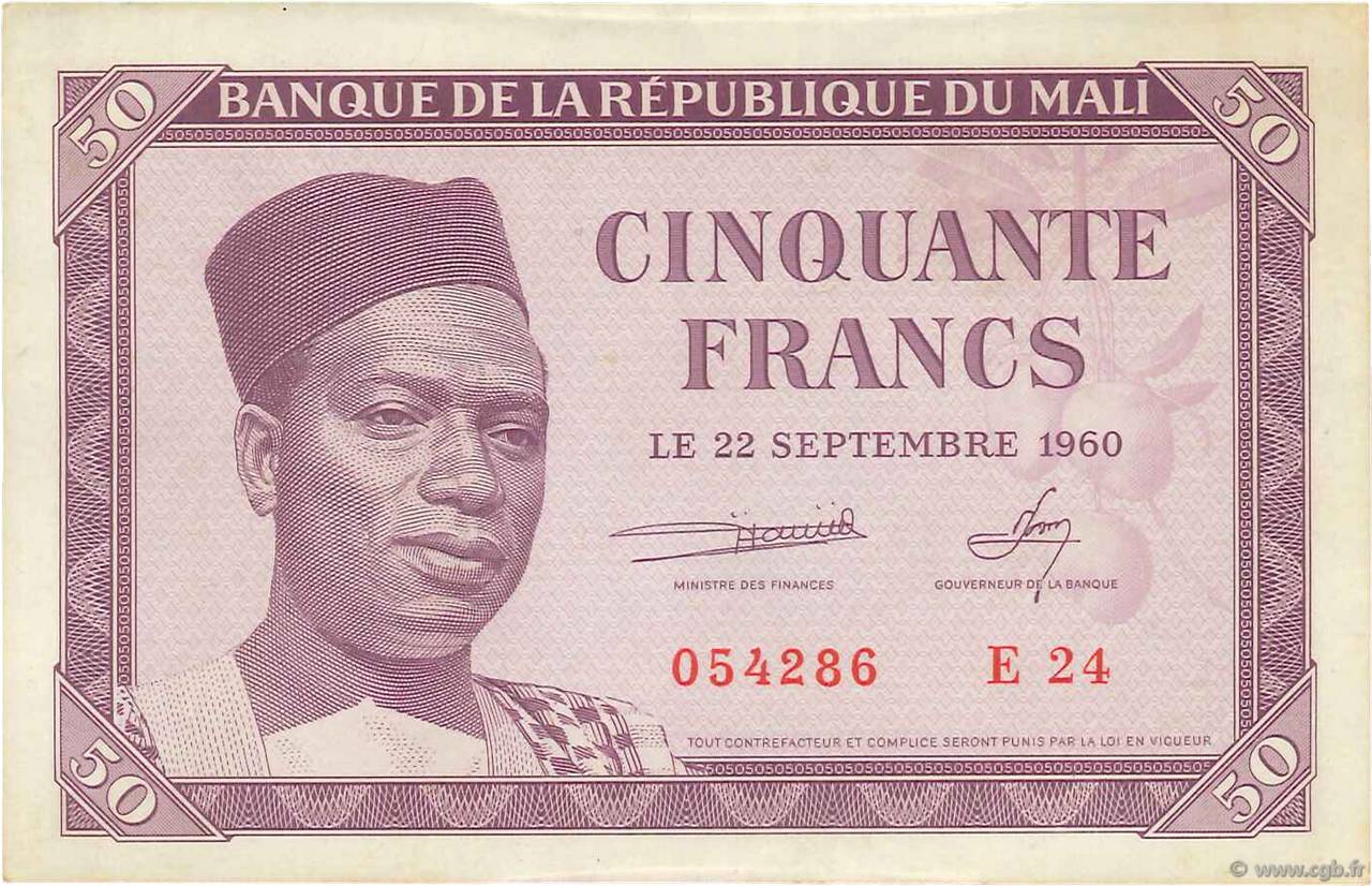 50 Francs MALI  1960 P.01 XF+