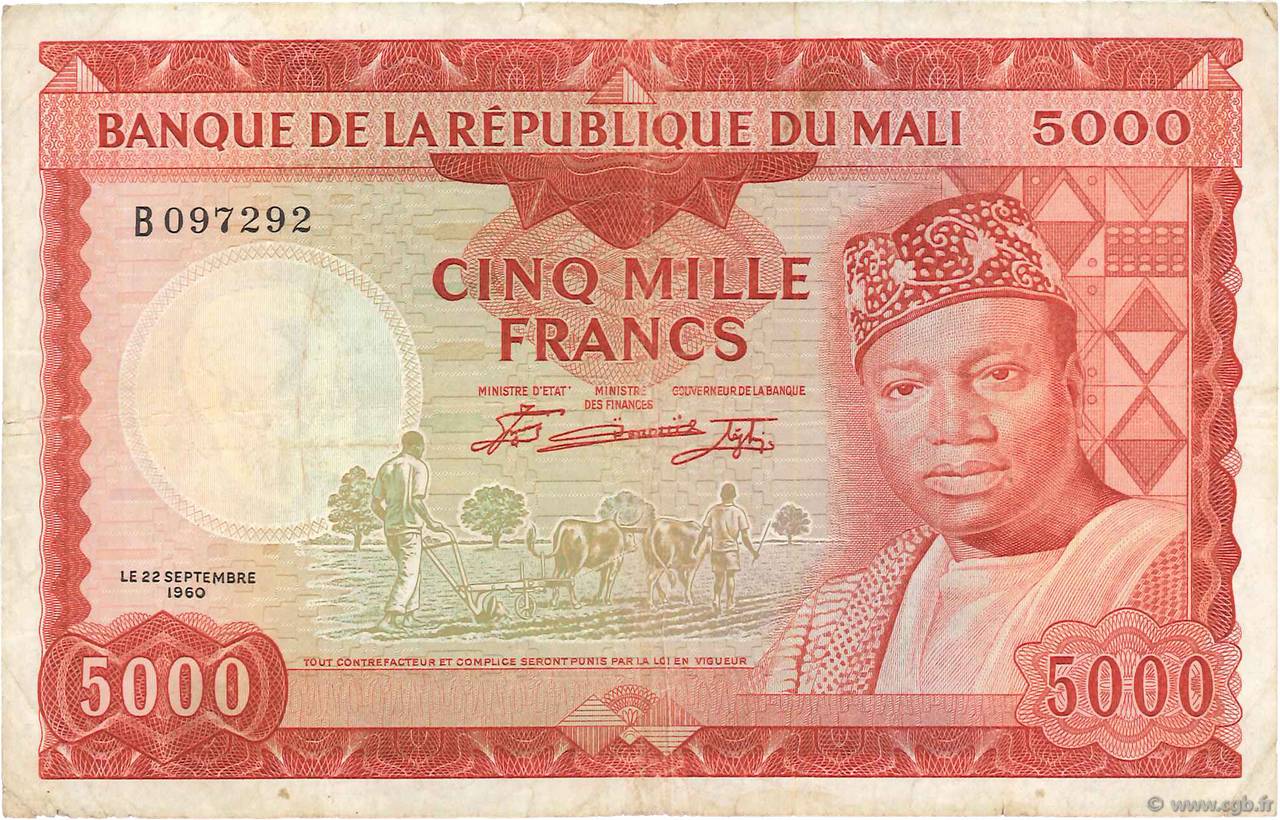 5000 Francs MALI  1960 P.10 TB+