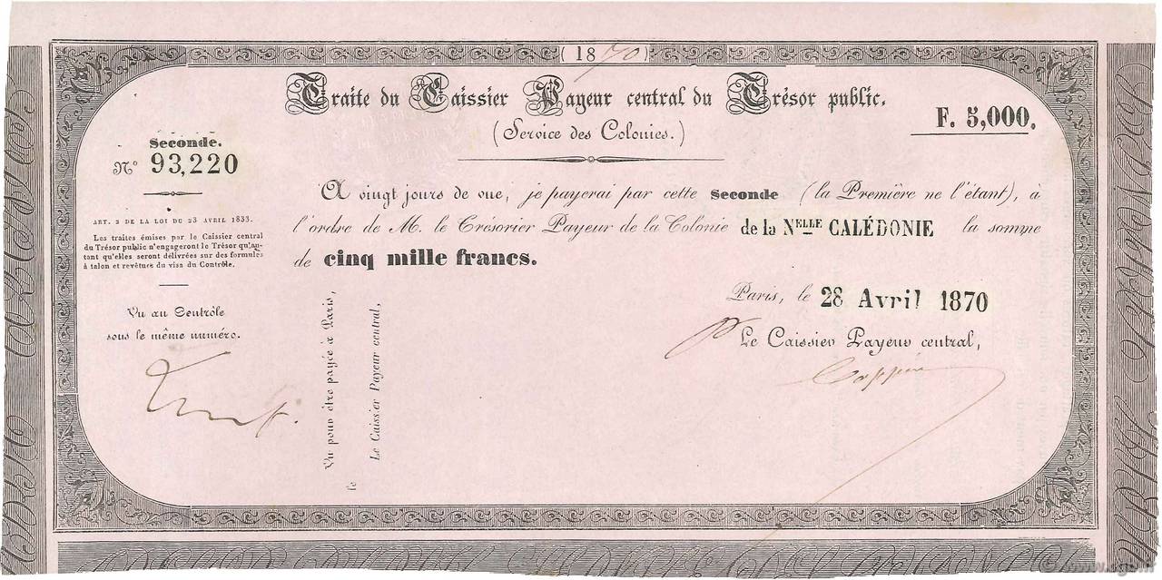 5000 Francs NOUVELLE CALÉDONIE  1870 Kol.- (86bis) XF