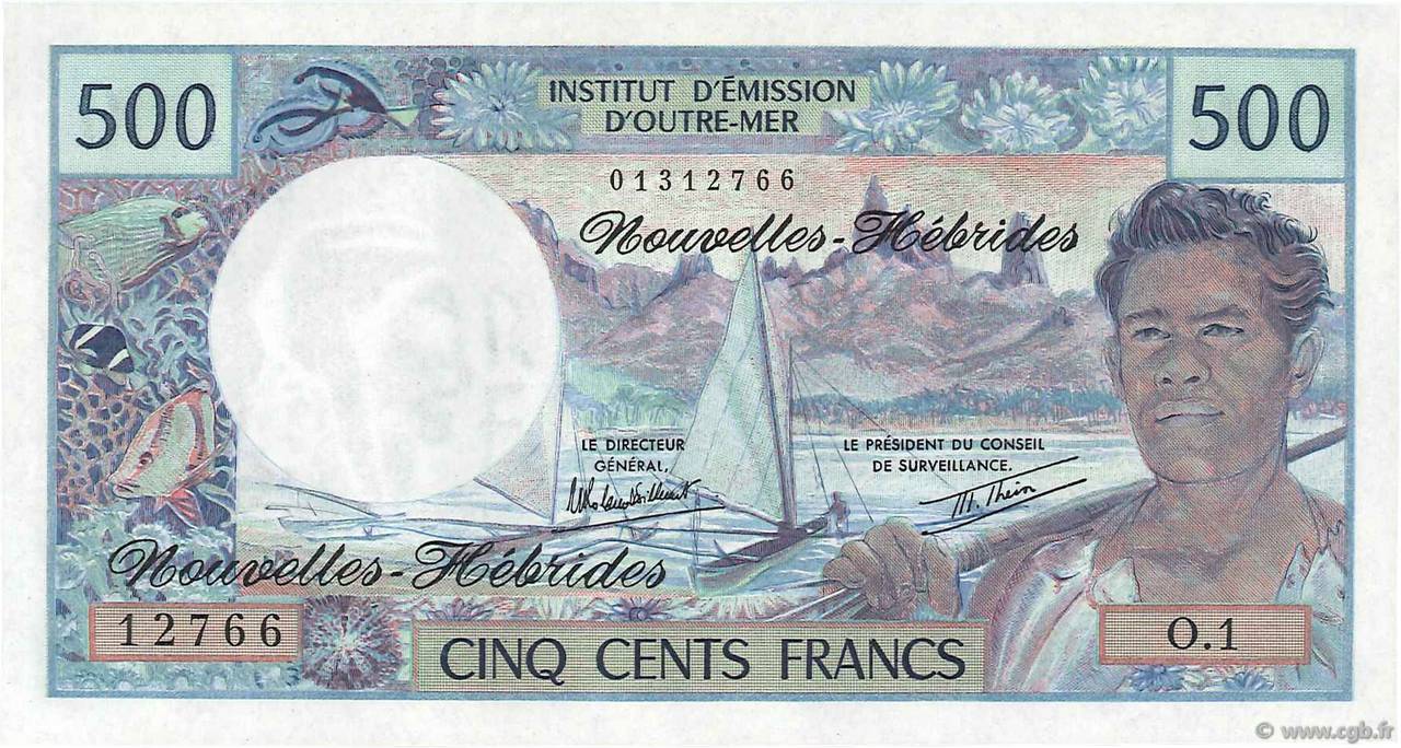 500 Francs NUOVE EBRIDI  1980 P.19c FDC