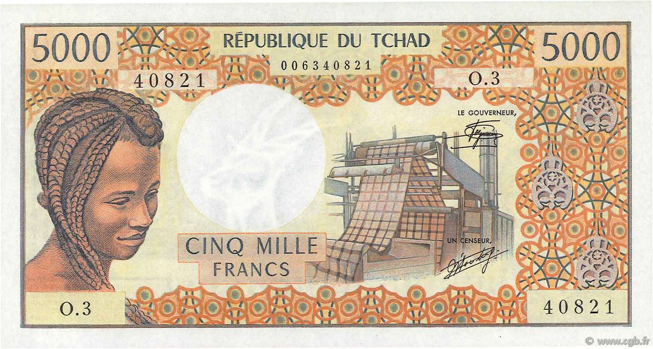 5000 Francs TSCHAD  1978 P.05b fST+