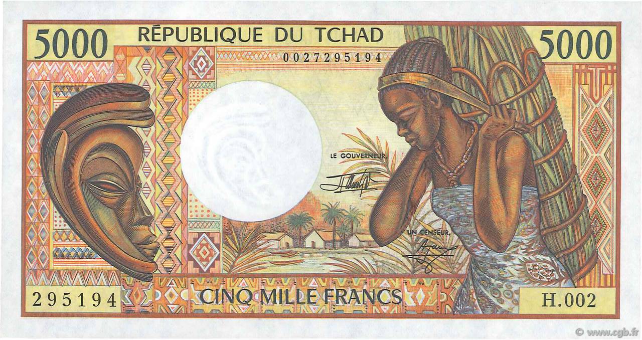 5000 Francs CHAD  1991 P.11 SC+