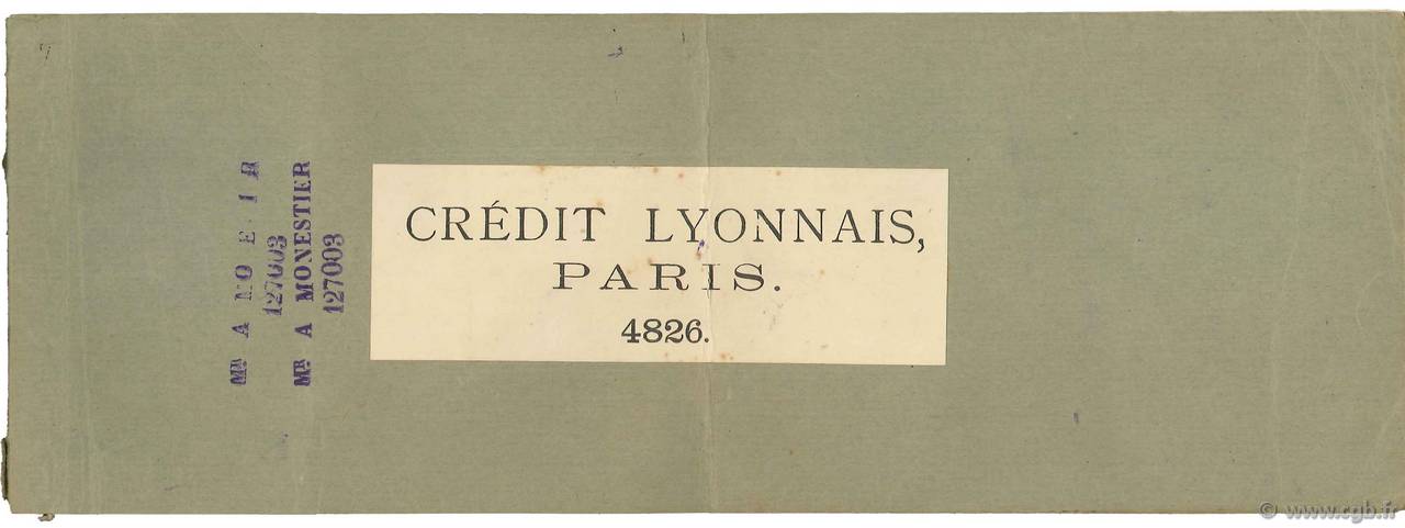 Francs FRANCE regionalism and miscellaneous Paris 1905 DOC.Chèque VF