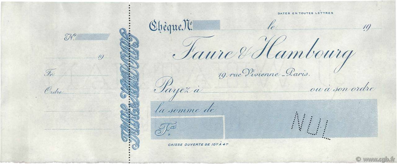 Francs Non émis FRANCE régionalisme et divers Paris 1904 DOC.Chèque SUP