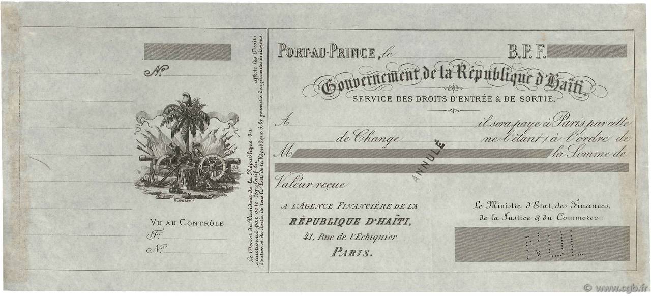 Francs Annulé FRANCE régionalisme et divers Port-Au-Prince 1870 DOC.Lettre SUP