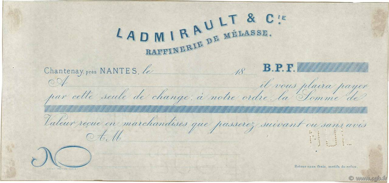 Francs Non émis FRANCE régionalisme et divers Chantenay 1872 DOC.Lettre SUP