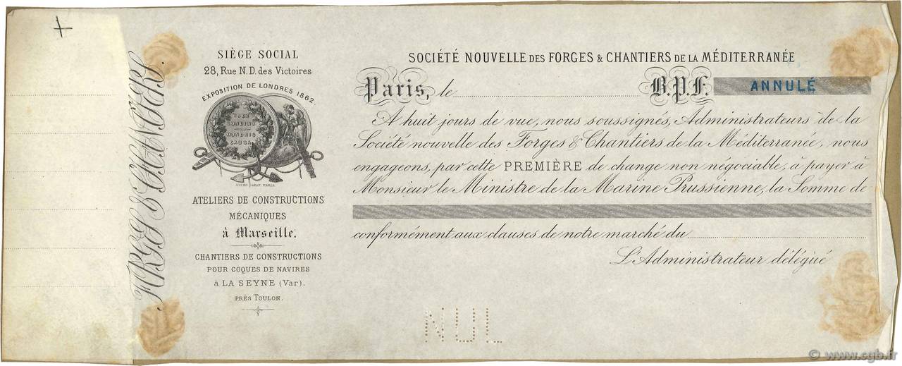 Francs Annulé FRANCE regionalismo e varie Paris 1862 DOC.Lettre BB