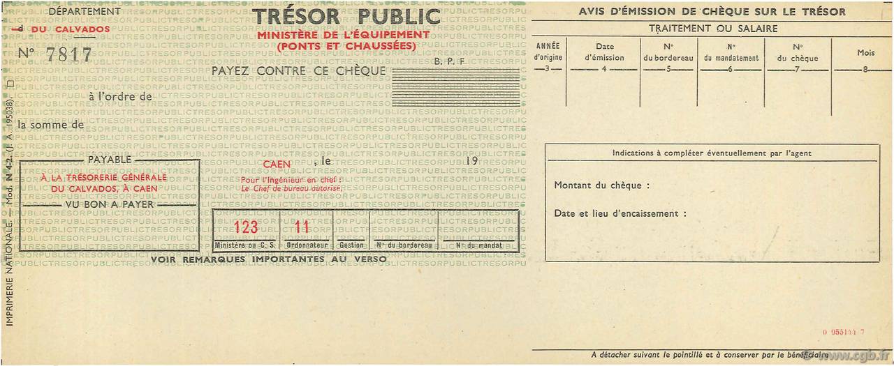 Francs FRANCE regionalism and miscellaneous Caen 1931 DOC.Chèque XF
