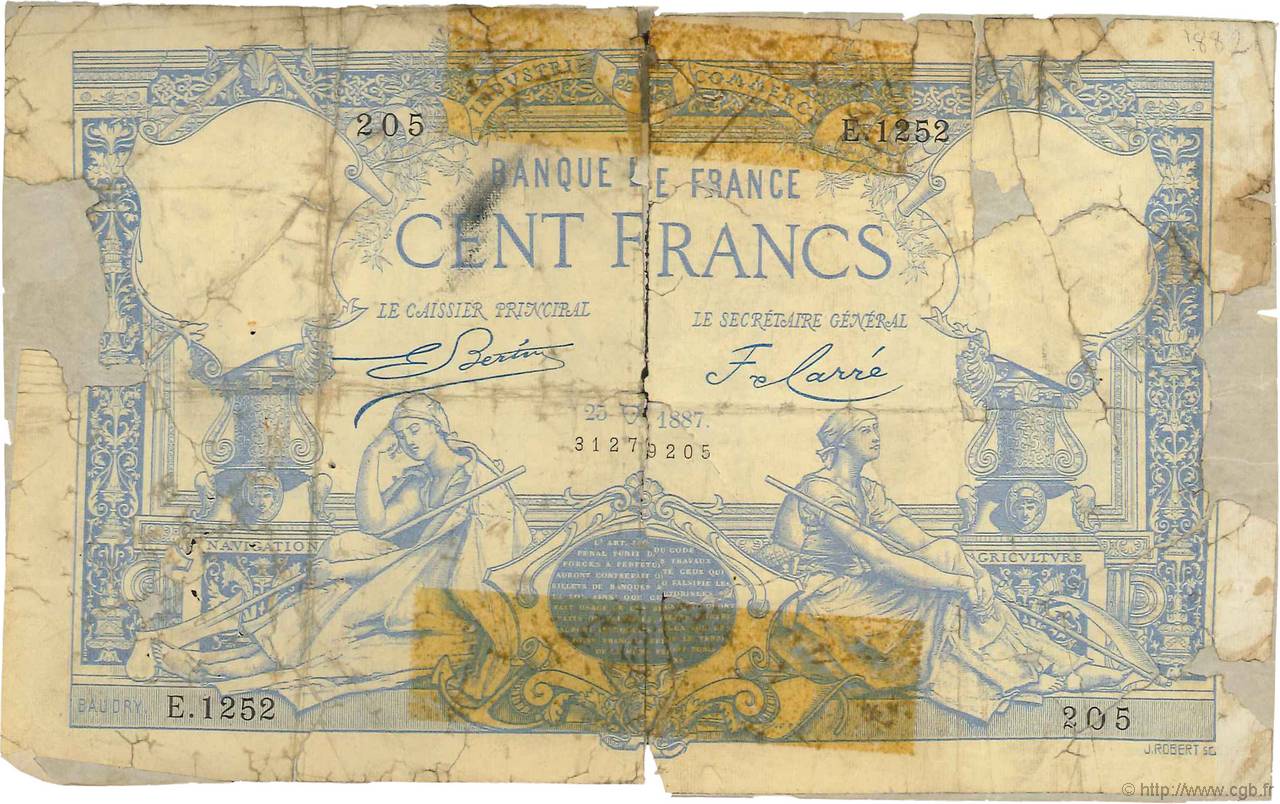 100 Francs type 1882 FRANCIA  1887 F.A48.07 MC
