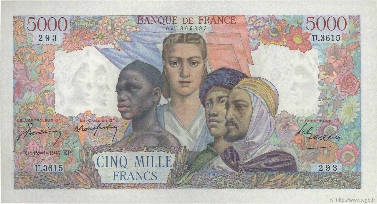 5000 Francs EMPIRE FRANÇAIS FRANCE  1947 F.47.60 pr.SPL