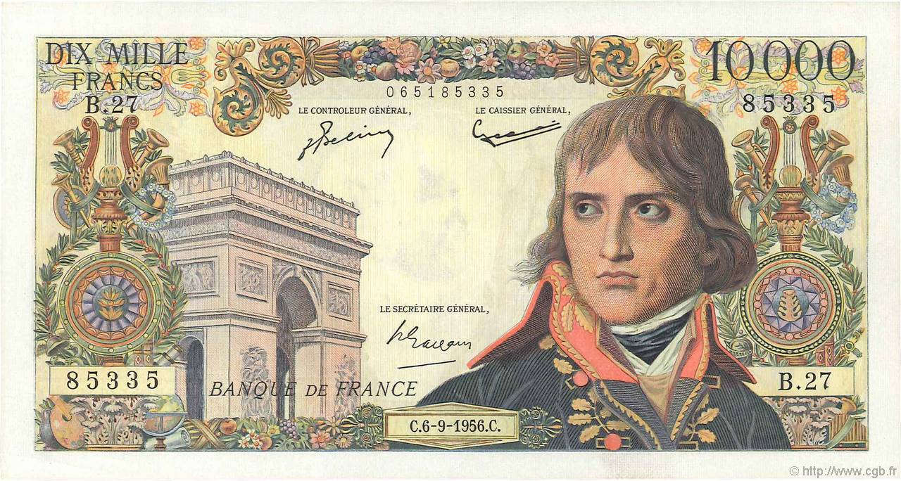 10000 Francs BONAPARTE FRANCIA  1956 F.51.04 SPL